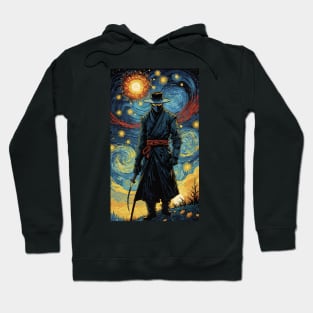 Starry Night Shadows: Van Gogh's Ninja Nightfall Hoodie